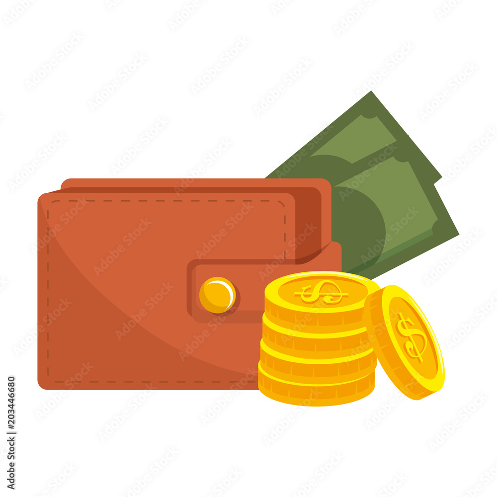 wallet with bills and coins money vector illustration design wallet with bills and coins money vector illustration design