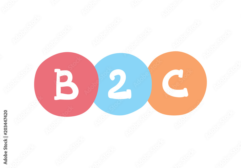B2C concept. Business-to-client vector business acronym. B2C concept. Business-to-client vector business acronym.