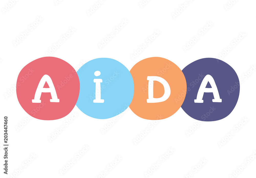 AIDA handwritten concept. Attention, Interest, Desire and Action - vector business illustration. AIDA handwritten concept. Attention, Interest, Desire and Action - vector business illustration.