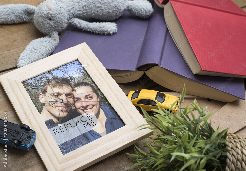 Broken Photo Frame on Floor Mockup Stock Template Adobe Stock