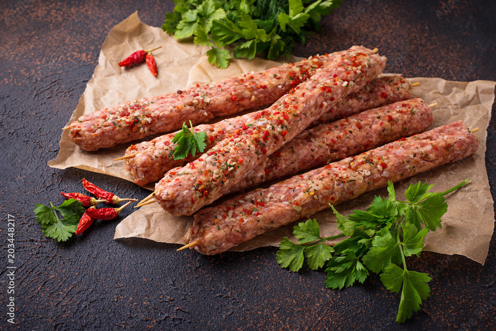 Minced meat skewers lula kebab Minced meat skewers lula kebab