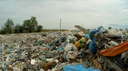 piles of garbage in the city dump. bird's-eye view.