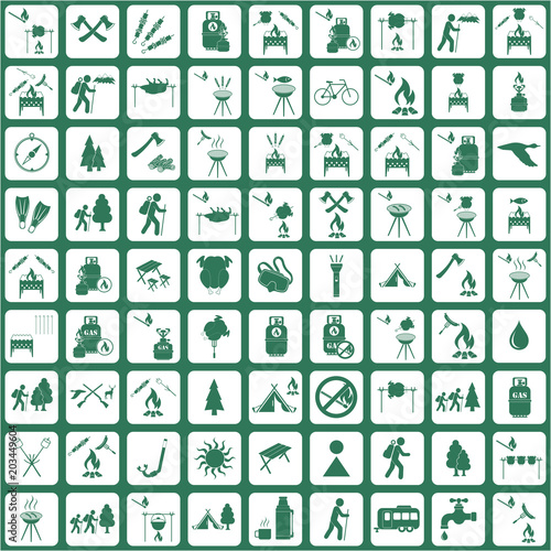 Set of travel and camping equipment icons