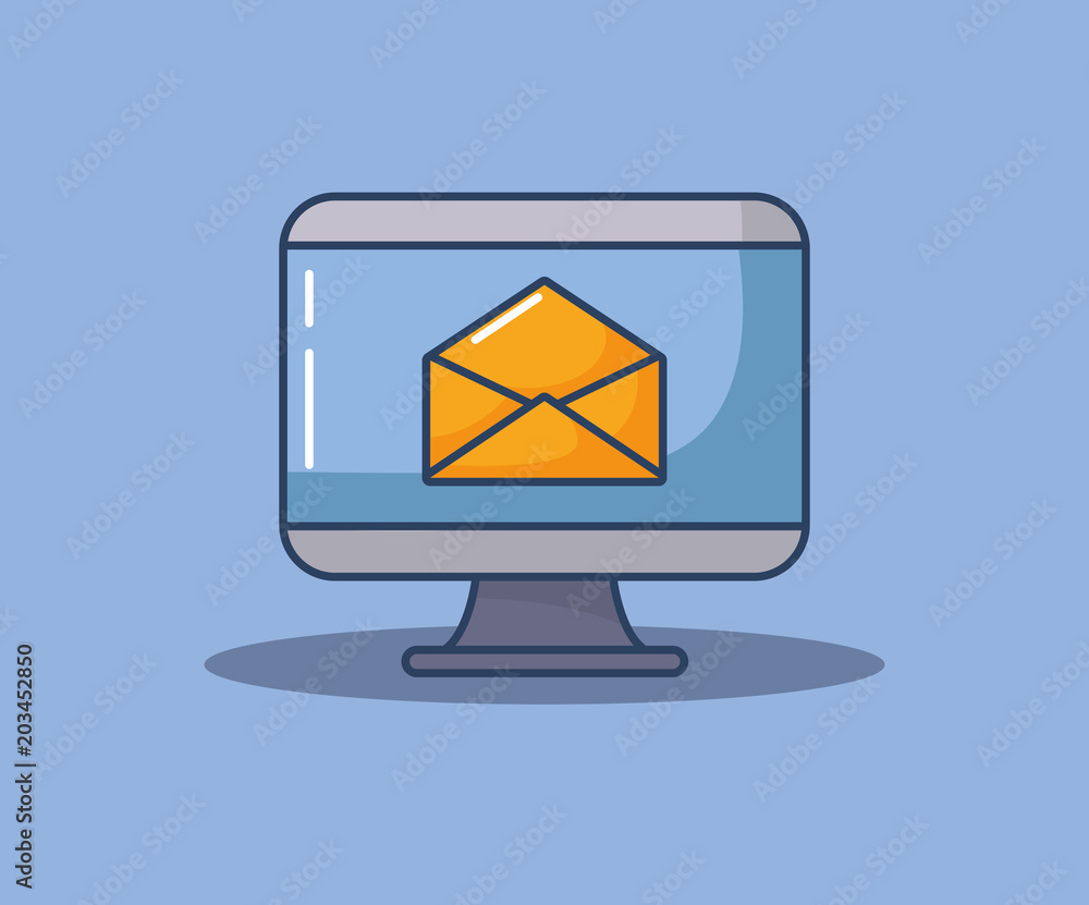 cyber security design with computer and envelope over blue background, colorful design. vector illustration cyber security design with computer and envelope over blue background, colorful design. vector illustration