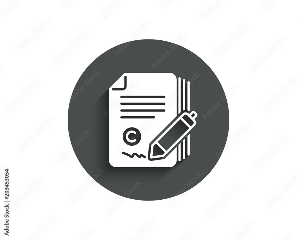 Copywriting simple icon. Сopyright signature sign. Feedback symbol. Circle flat button with shadow. Vector Copywriting simple icon. Сopyright signature sign. Feedback symbol. Circle flat button with shadow. Vector