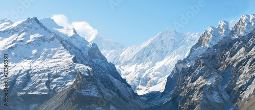 The Rakaposhi peak 7788 meters high in the Karakorum mountains range