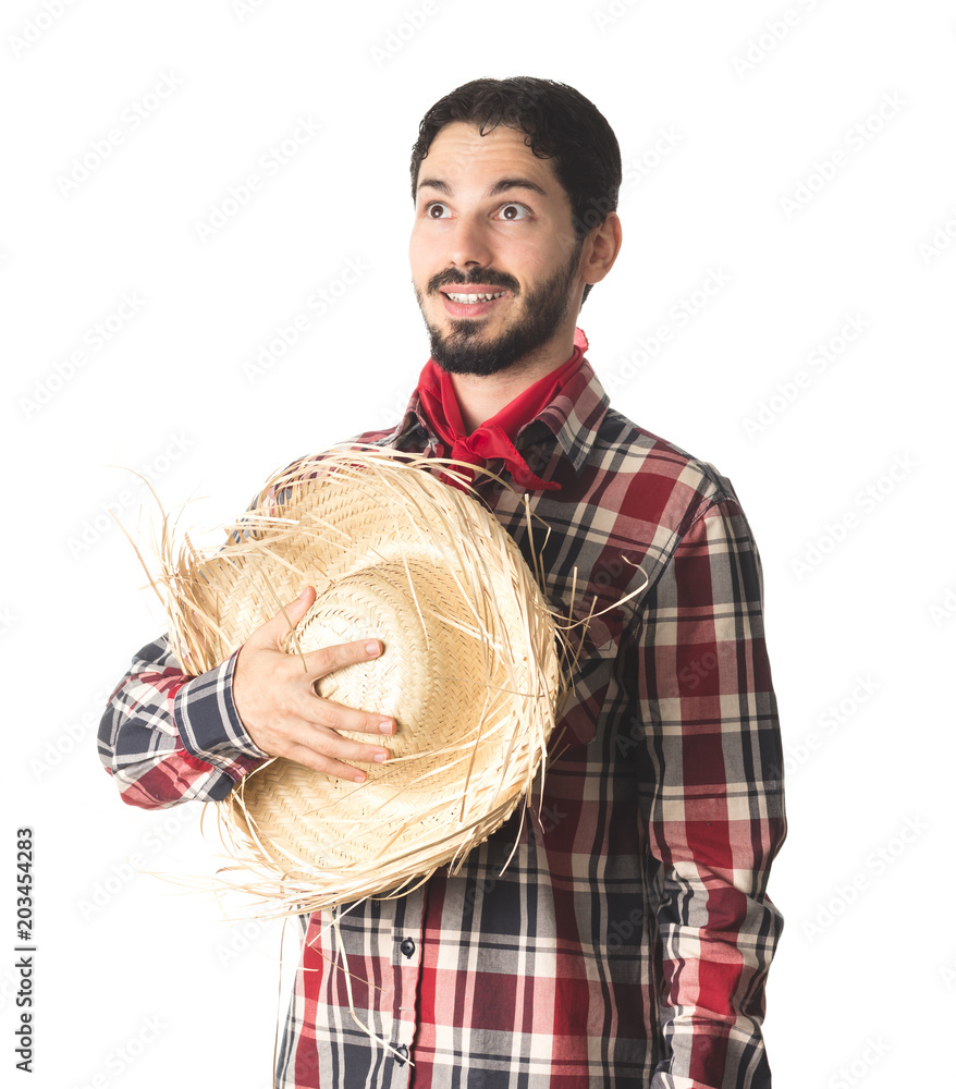 Festa Junina is a brazilian party. Man 