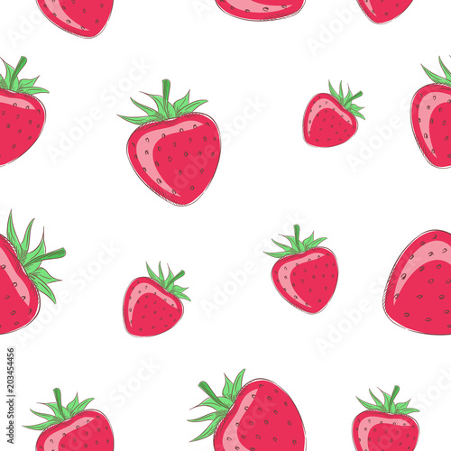 Fototapeta Naklejka Na Ścianę i Meble -  Seamless strawberry pattern on white background