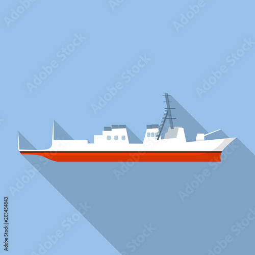 Military ship icon. Flat illustration of military ship vector icon for web design