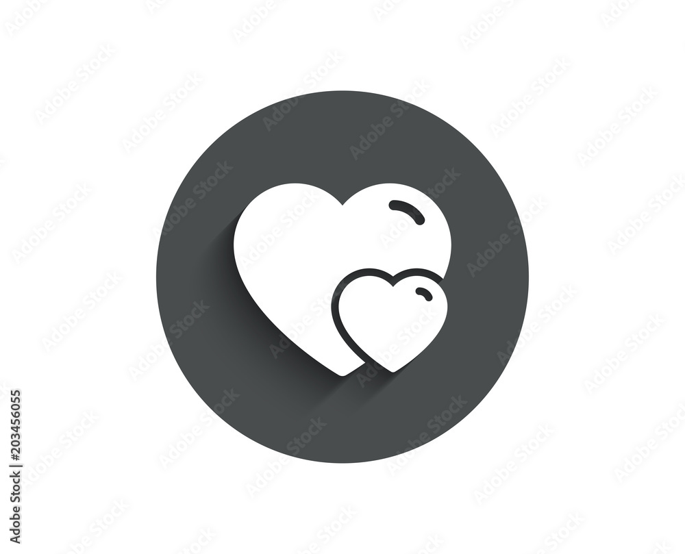 Couple Love simple icon. Two Hearts sign. Valentines day symbol. Circle flat button with shadow. Vector Couple Love simple icon. Two Hearts sign. Valentines day symbol. Circle flat button with shadow. Vector
