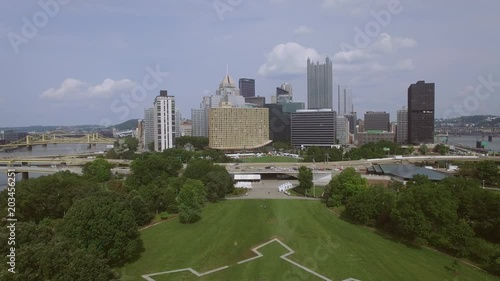 Flying over Point State Park, Pittsburgh