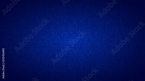 Abstract background of zeros ad ones in blue colors.
