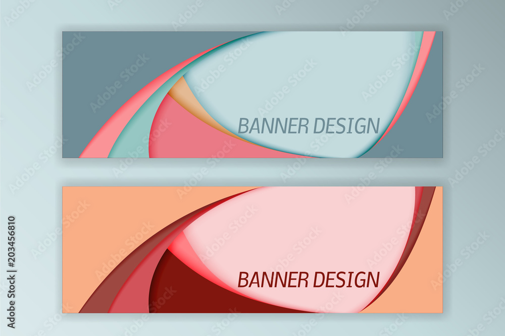 Fototapeta premium Banner design templates. Set of two banners in original colors. Elements for web design, promotion and advertisement.
