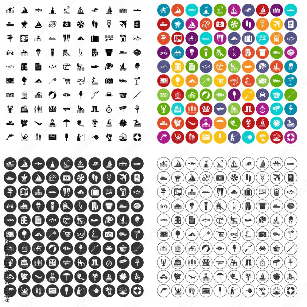 100 water recreation icons set vector in 4 variant for any web design isolated on white 100 water recreation icons set vector in 4 variant for any web design isolated on white