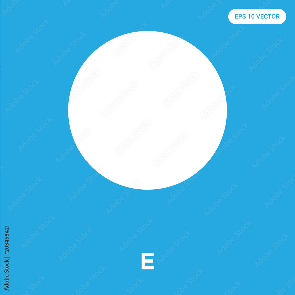 E icon isolated on blue background