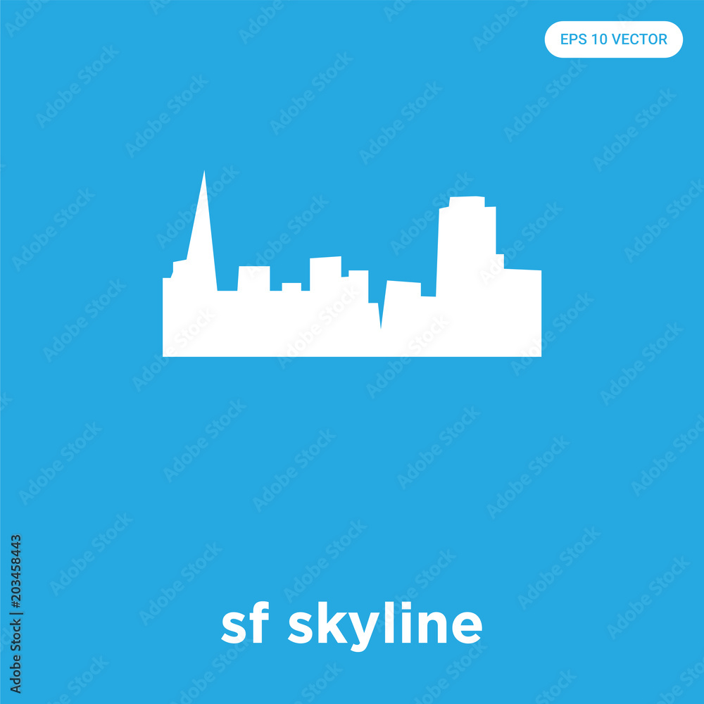 sf skyline icon isolated on blue background