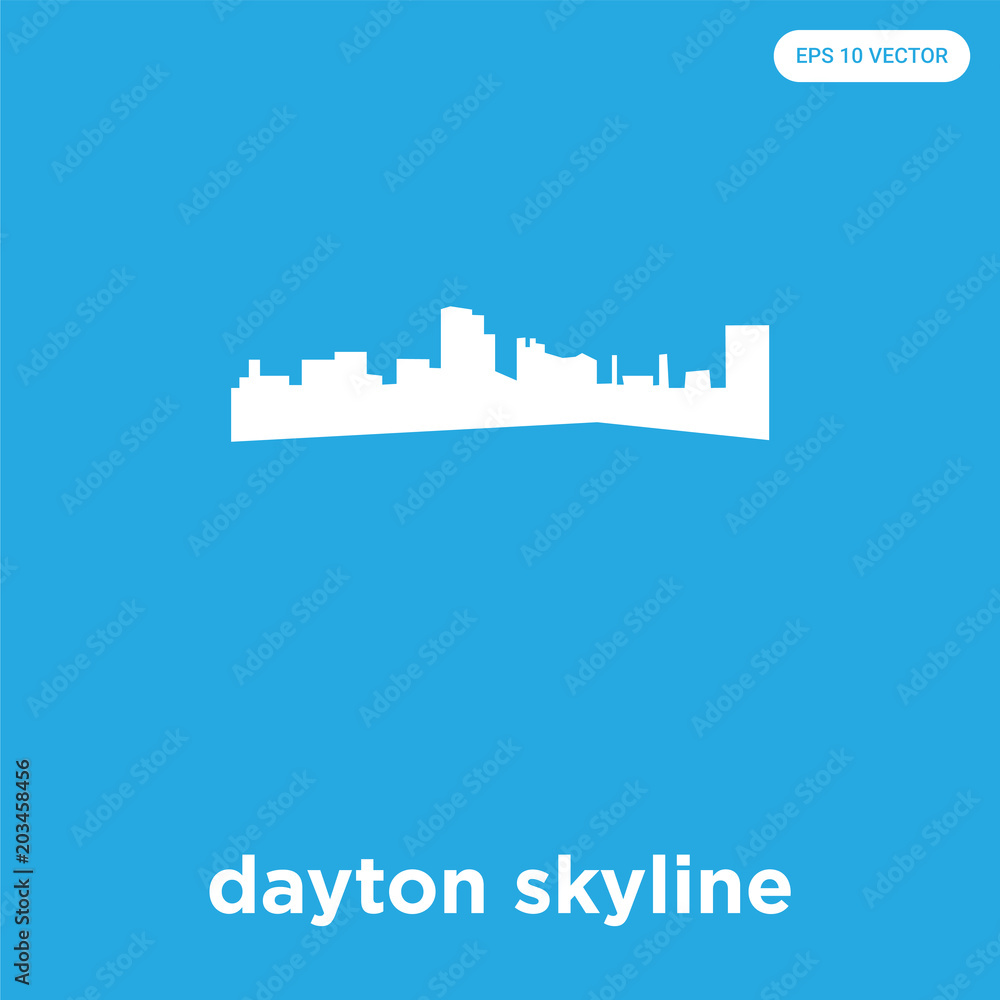 dayton skyline icon isolated on blue background dayton skyline icon isolated on blue background