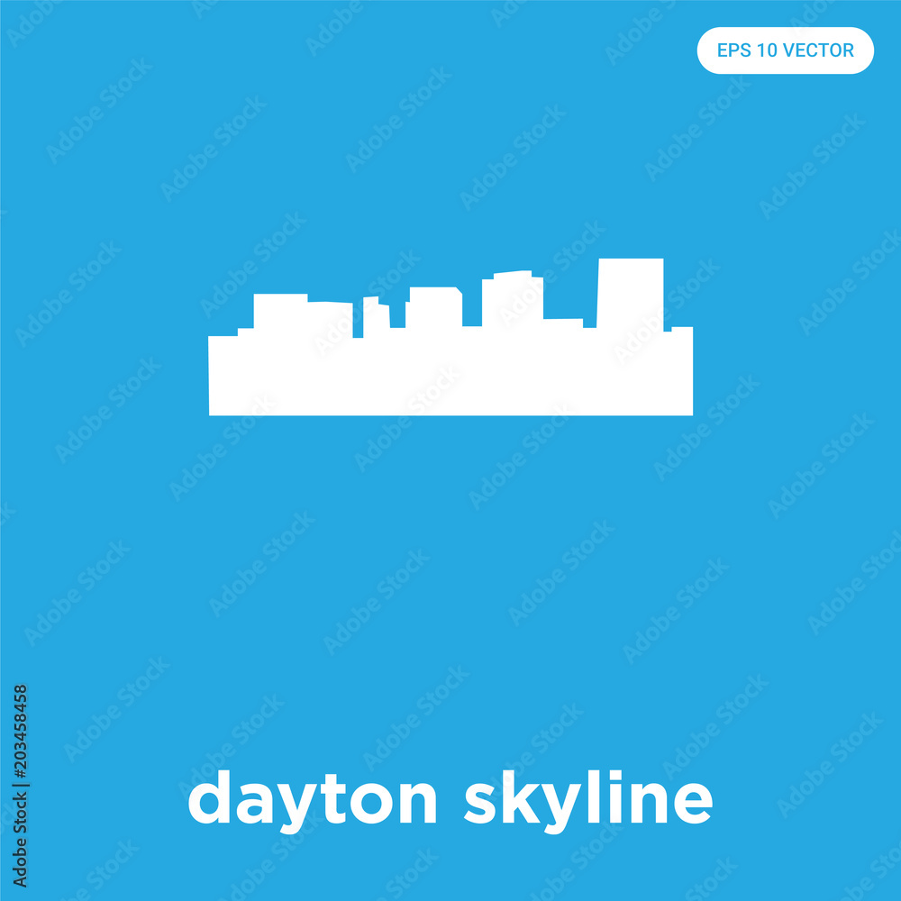 dayton skyline icon isolated on blue background