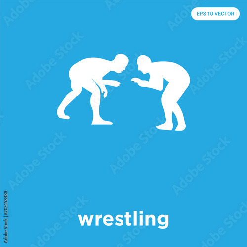 wrestling icon isolated on blue background