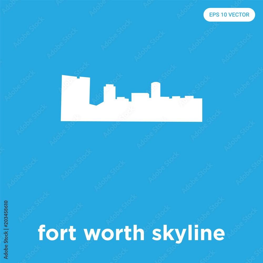 fort worth skyline icon isolated on blue background