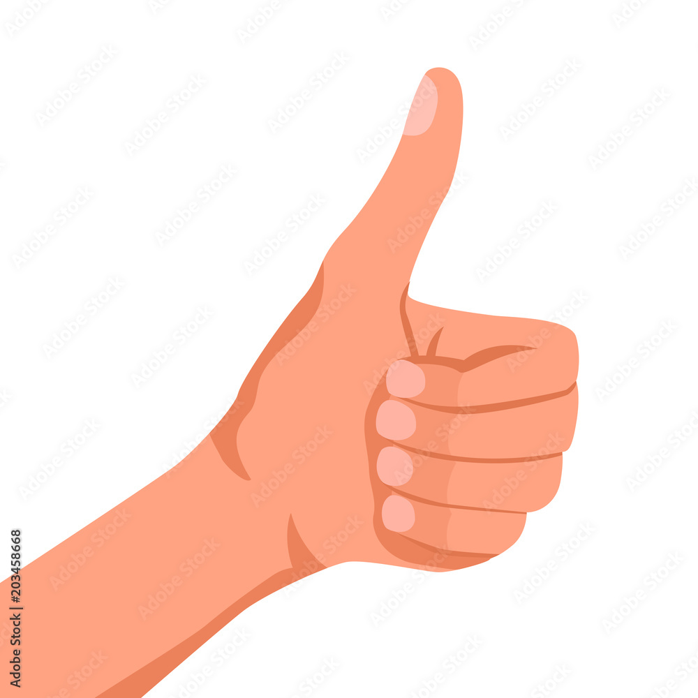 Hand Shows Like. Flat design vector illustration Hand Shows Like. Flat design vector illustration