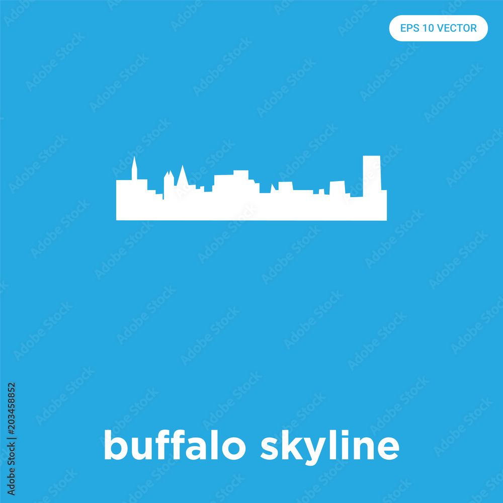 Fototapeta premium buffalo skyline icon isolated on blue background