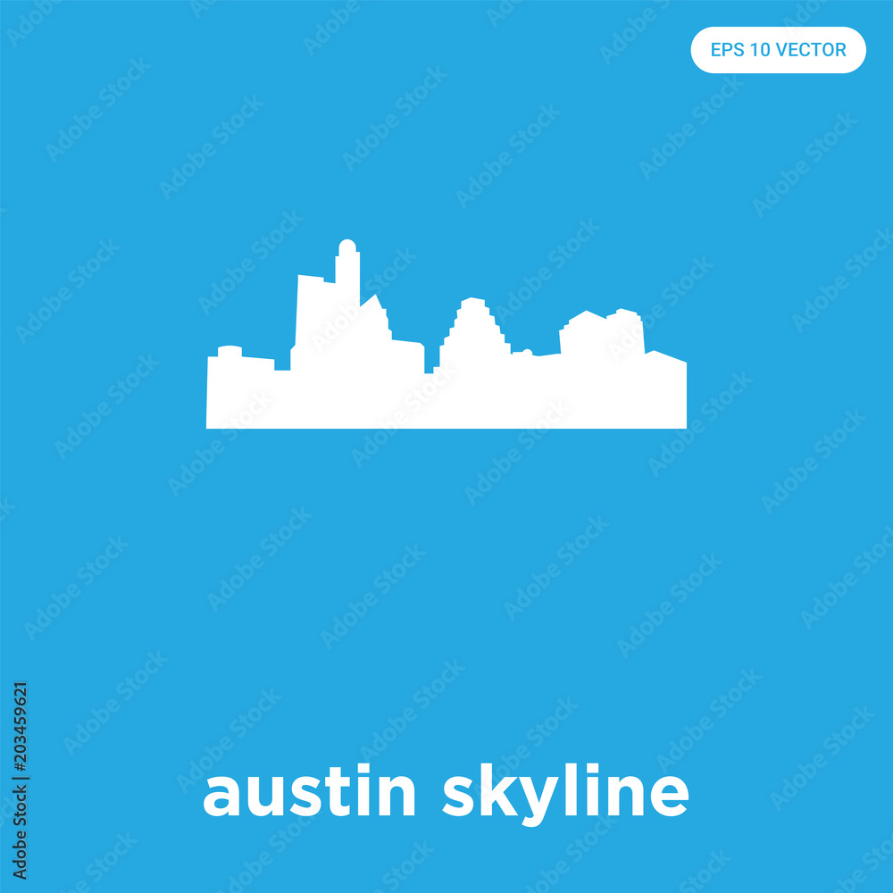 austin skyline icon isolated on blue background