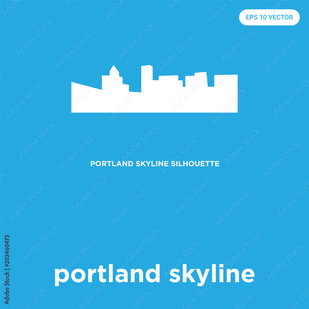 portland skyline icon isolated on blue background