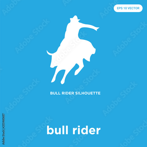 bull rider icon isolated on blue background