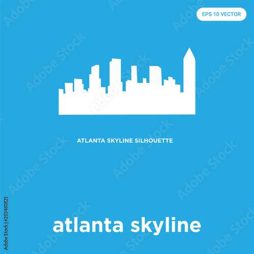 atlanta skyline icon isolated on blue background
