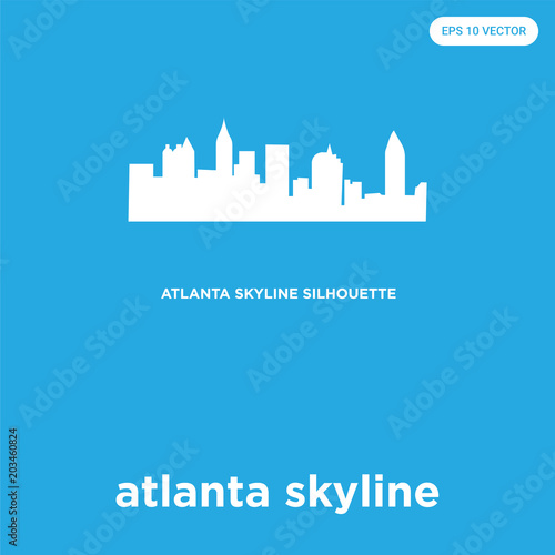 atlanta skyline icon isolated on blue background