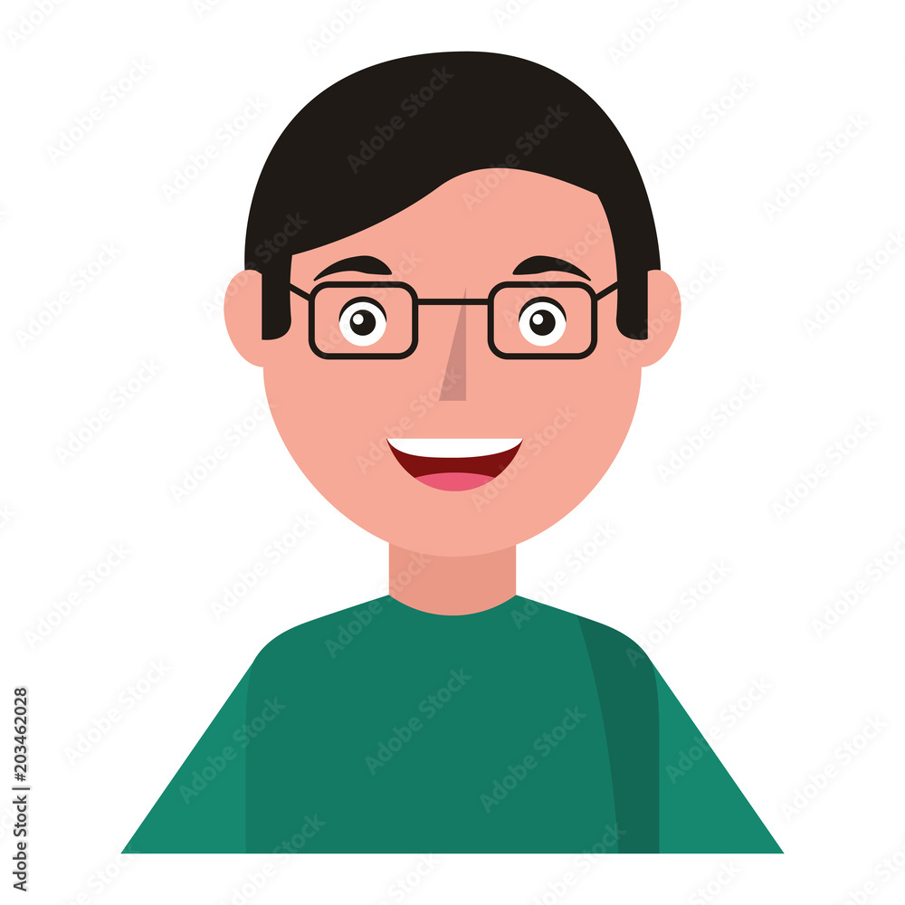 young man with glasses avatar character vector illustration design