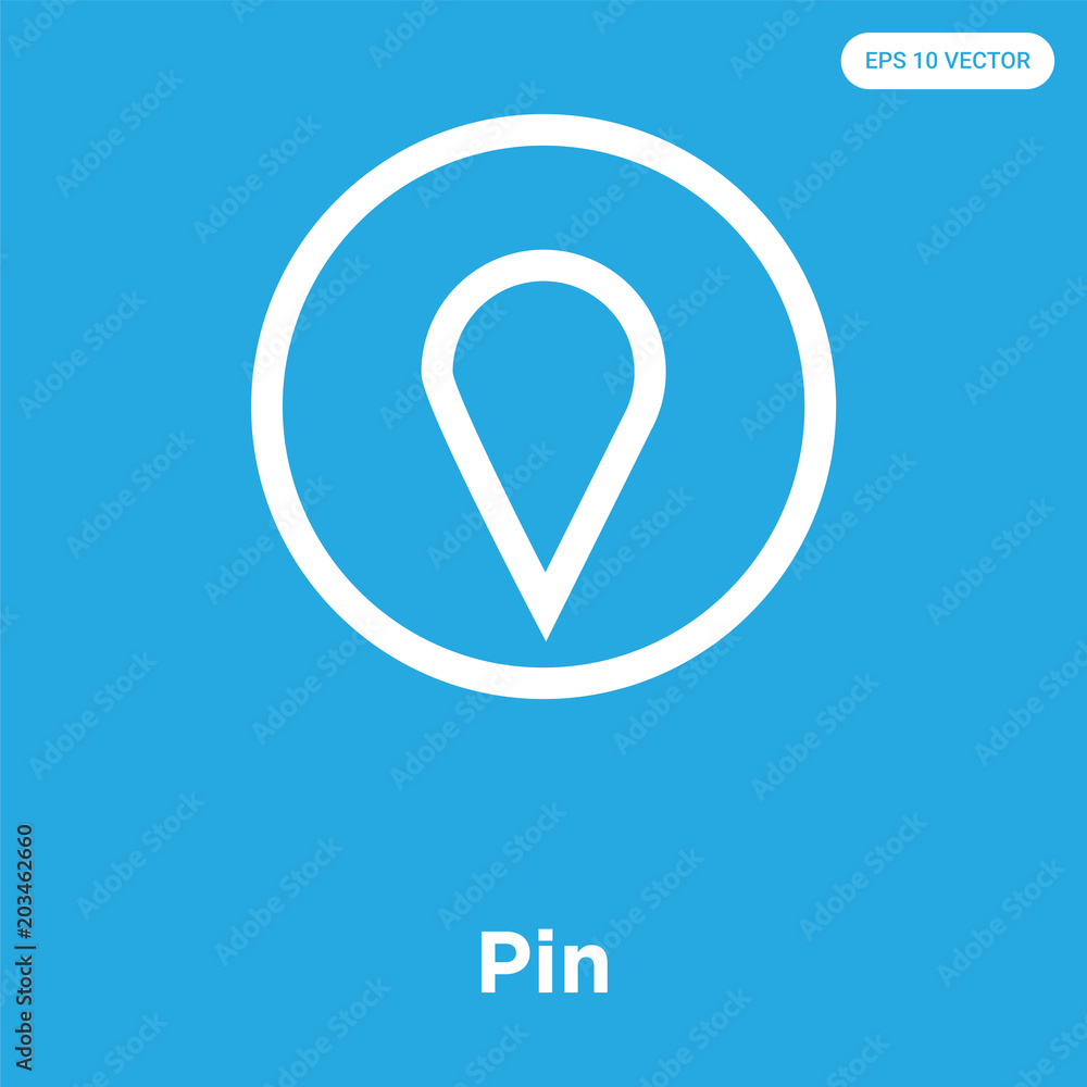 Pin icon isolated on blue background Pin icon isolated on blue background