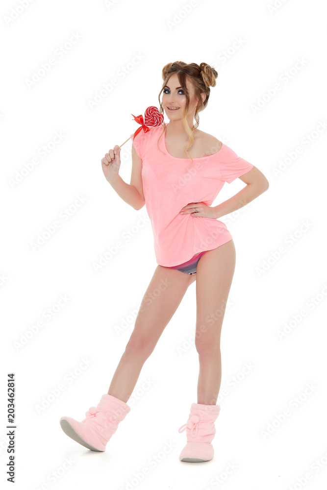 Young woman with lollipop. Young woman with lollipop.