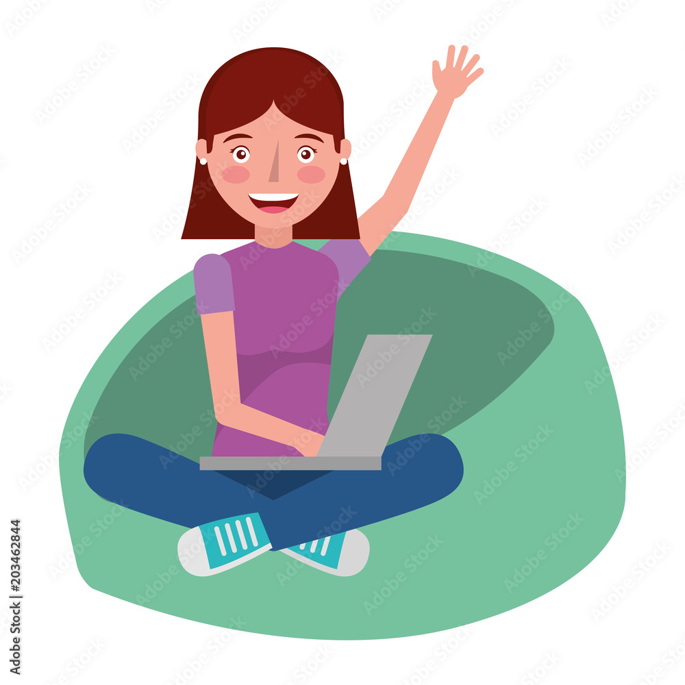 woman with laptop in the sofa character vector illustration design woman with laptop in the sofa character vector illustration design