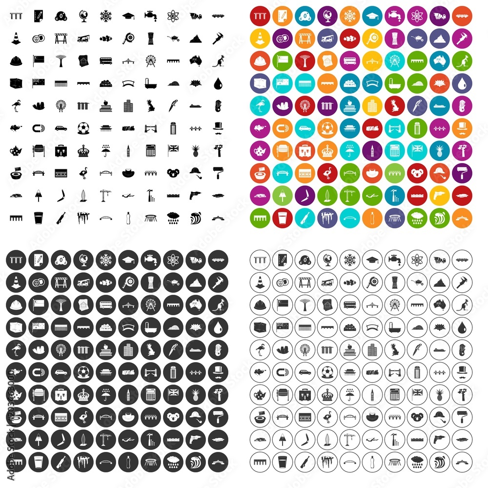 100 bridge icons set vector in 4 variant for any web design isolated on white