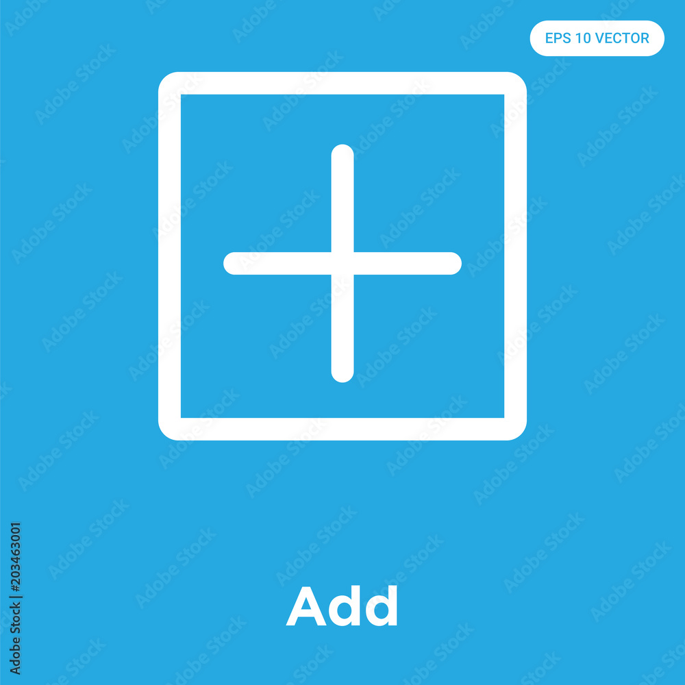 Fototapeta premium Add icon isolated on blue background