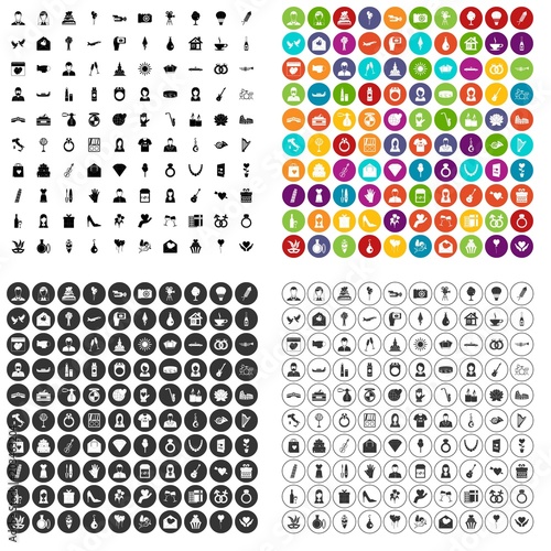 100 wedding icons set vector in 4 variant for any web design isolated on white