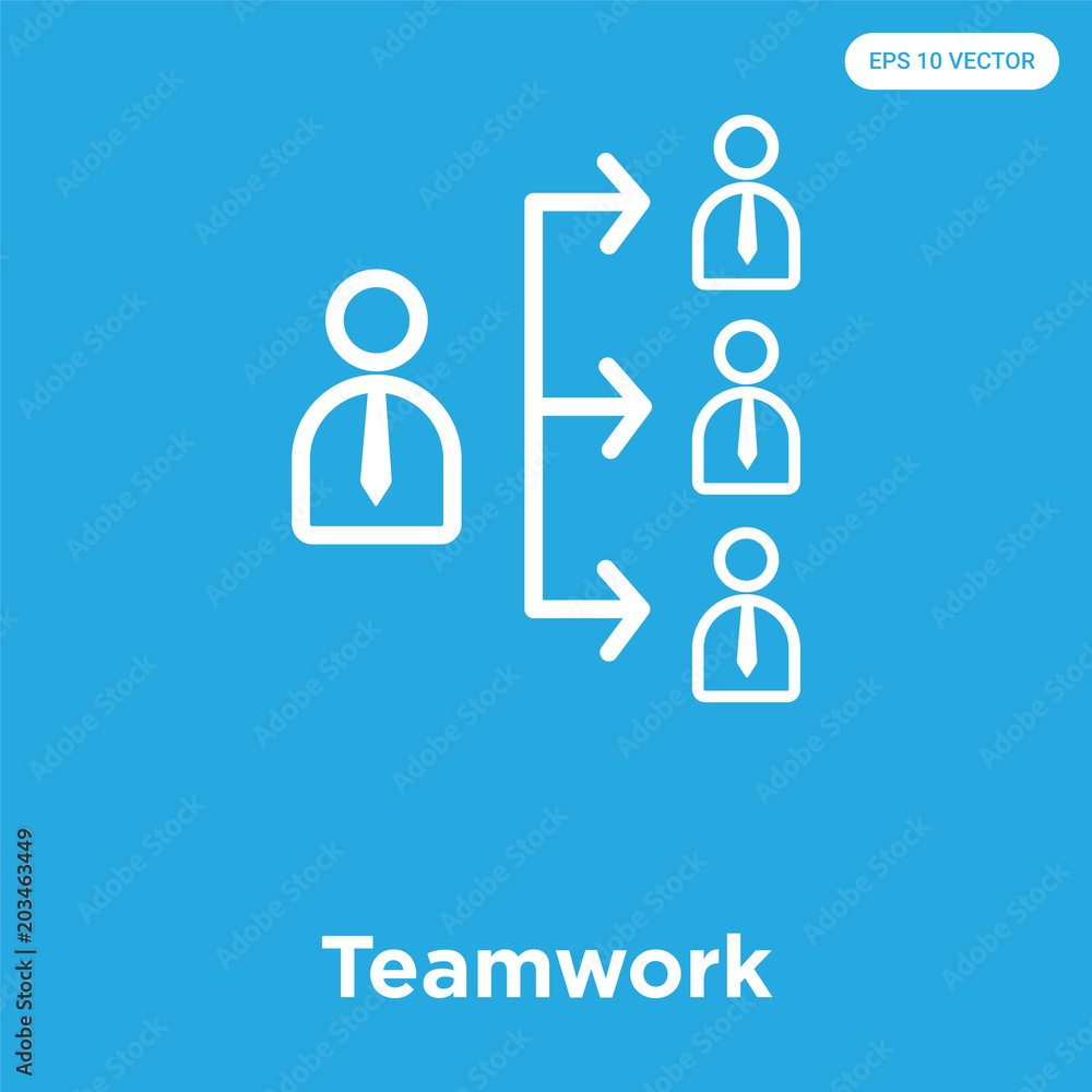 Teamwork icon isolated on blue background Teamwork icon isolated on blue background