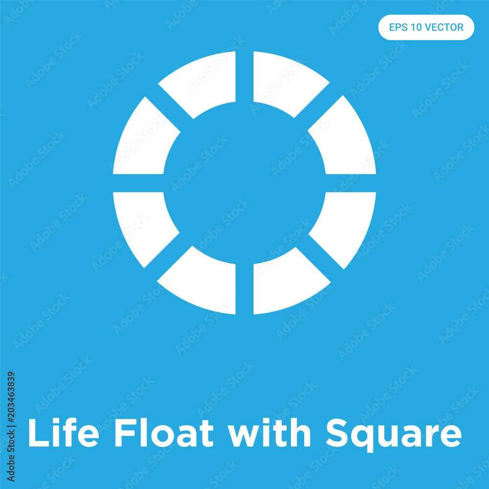 Life Float with Square icon isolated on blue background Life Float with Square icon isolated on blue background