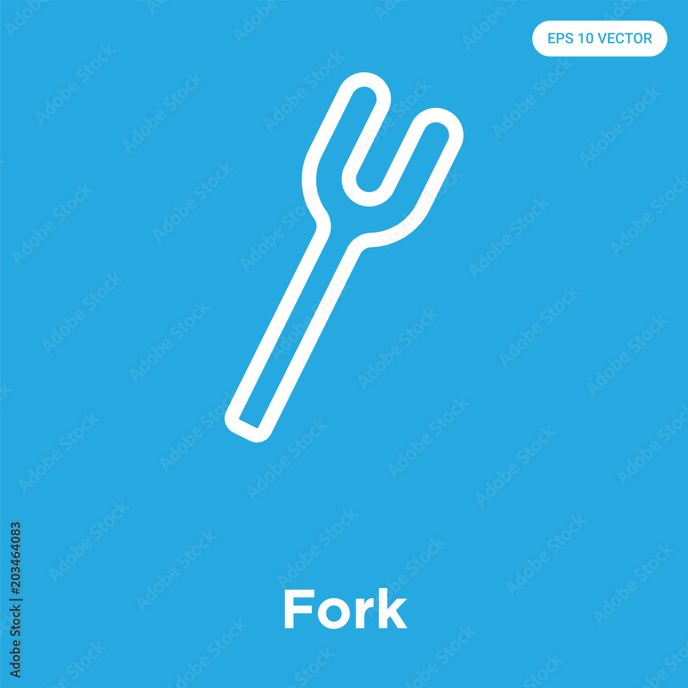 Fork icon isolated on blue background Fork icon isolated on blue background