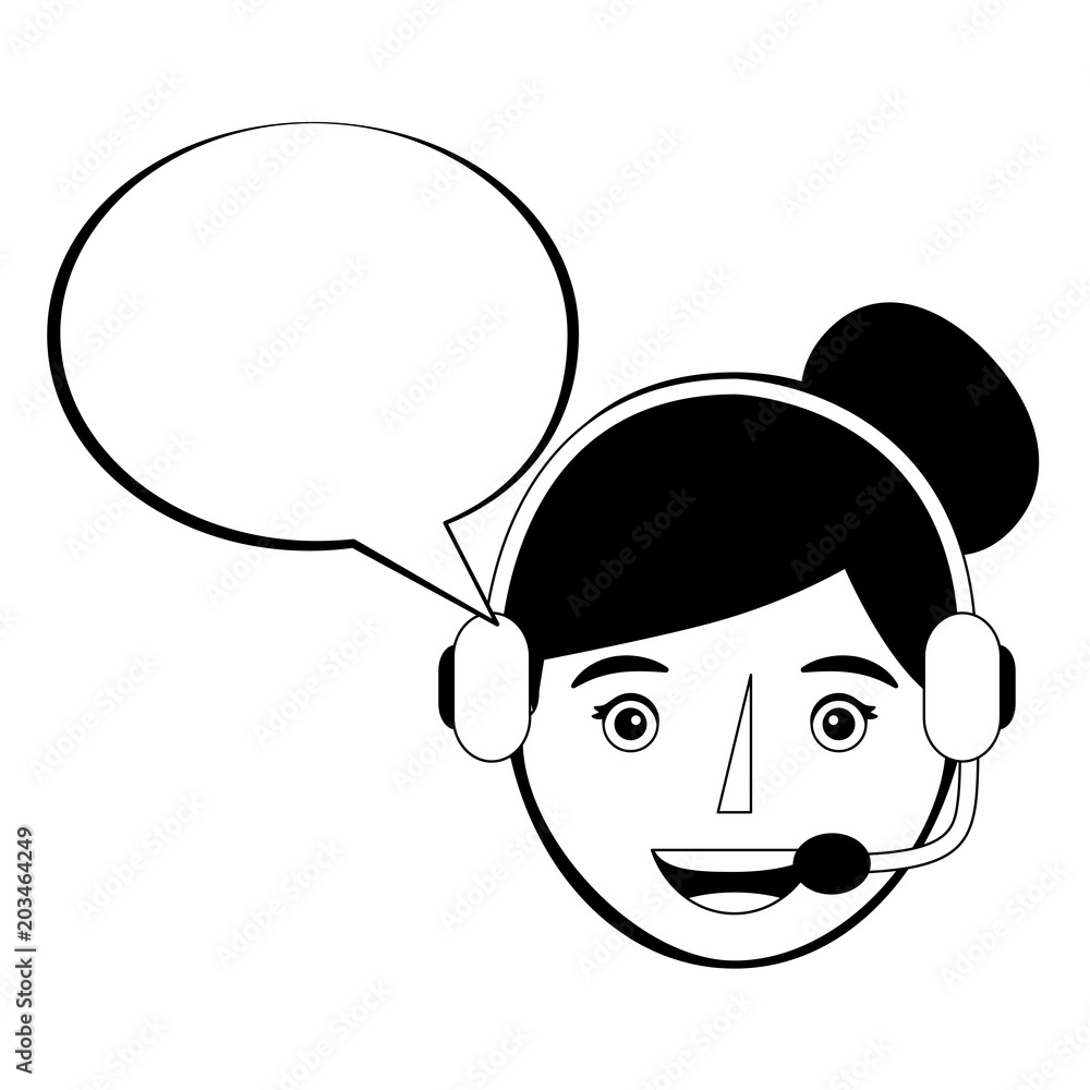 portrait woman operator using headset speech bubble vector illustration portrait woman operator using headset speech bubble vector illustration