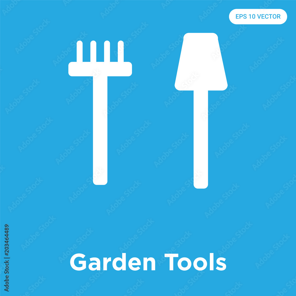 Garden Tools icon isolated on blue background Garden Tools icon isolated on blue background
