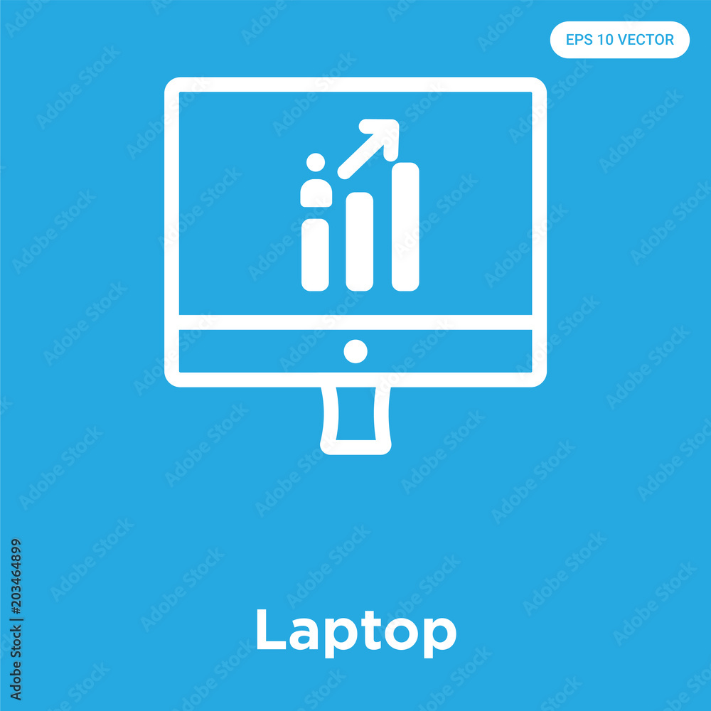 Laptop icon isolated on blue background Laptop icon isolated on blue background