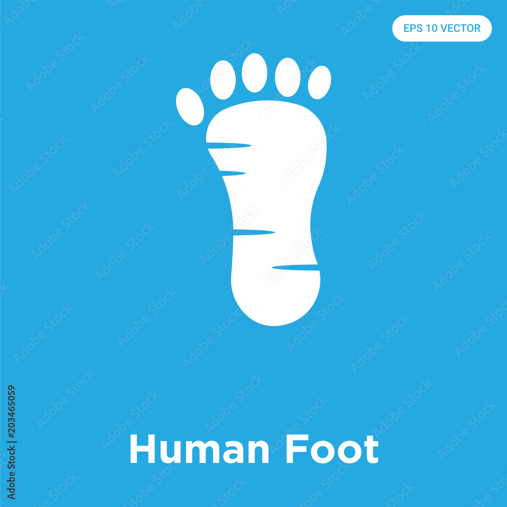 Obraz premium Human Foot icon isolated on blue background