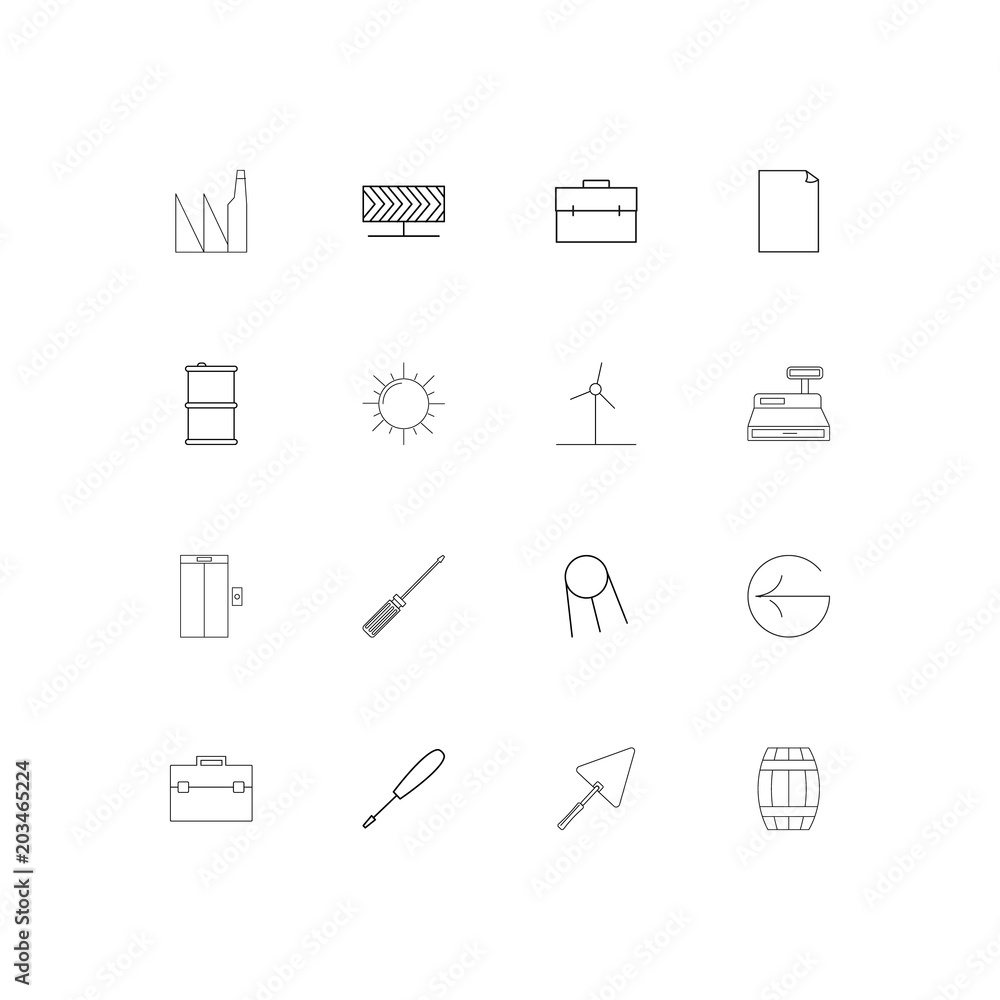 Industry linear thin icons set. Outlined simple vector icons Industry linear thin icons set. Outlined simple vector icons