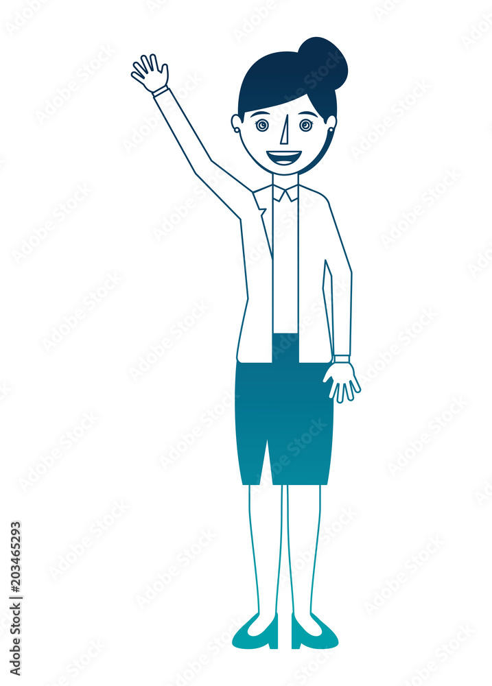 elegant businesswoman with hand up avatar character vector illustration design elegant businesswoman with hand up avatar character vector illustration design