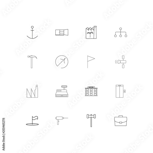 Industry linear thin icons set. Outlined simple vector icons