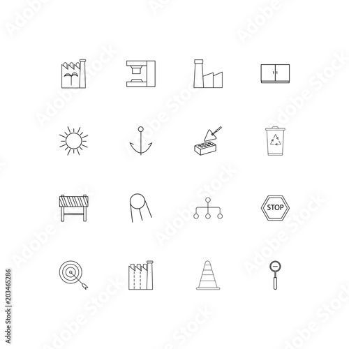 Industry linear thin icons set. Outlined simple vector icons