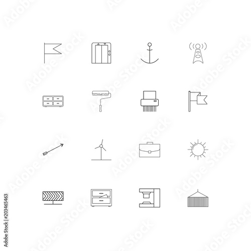 Industry linear thin icons set. Outlined simple vector icons